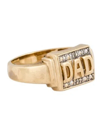 Pre-owned Ring 10k Diamond 'dad' Signet  In Multi