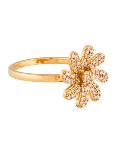 Pre-owned Ring 10k Diamond Flower Cocktail  In Multi
