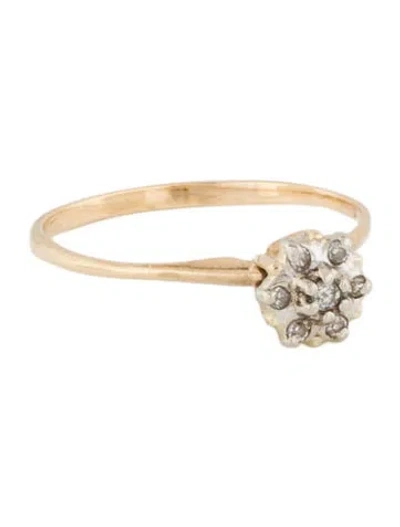 Pre-owned Ring 10k Diamond Flower  In Multi