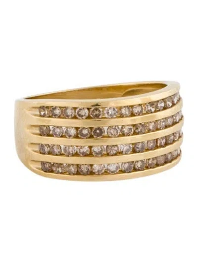 Pre-owned Ring 10k Diamond Four-row Band  In Multi