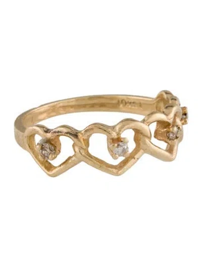 Pre-owned Ring 10k Diamond Heart Band In Multi