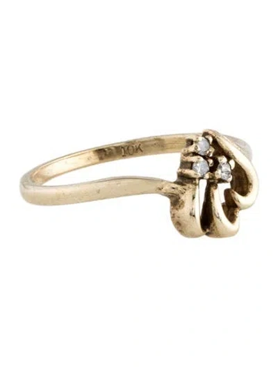 Pre-owned Ring 10k Diamond Heart Cocktail  In Multi