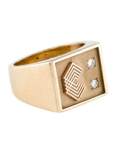 Pre-owned Ring 10k Diamond Signet  In Multi