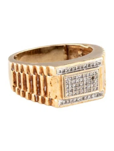Pre-owned Ring 10k Diamond Signet  In Multicolor