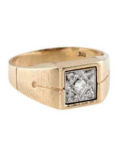 Pre-owned Ring 10k Diamond Textured Cocktail  In Multicolor