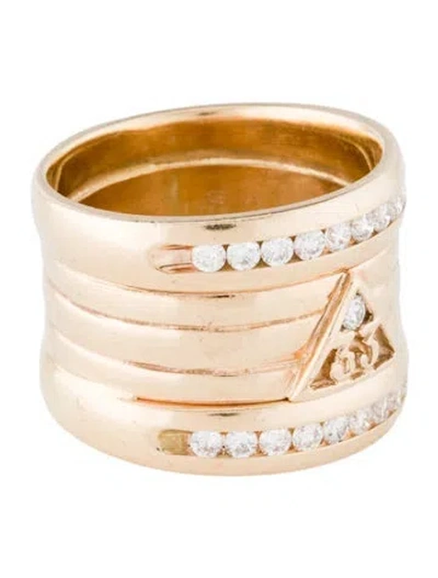 Pre-owned Ring 10k Diamond Wide Band In Multi