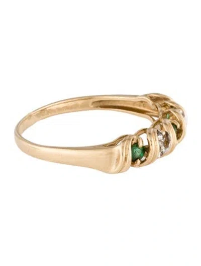 Pre-owned Ring 10k Emerald & Diamond Band In Multi