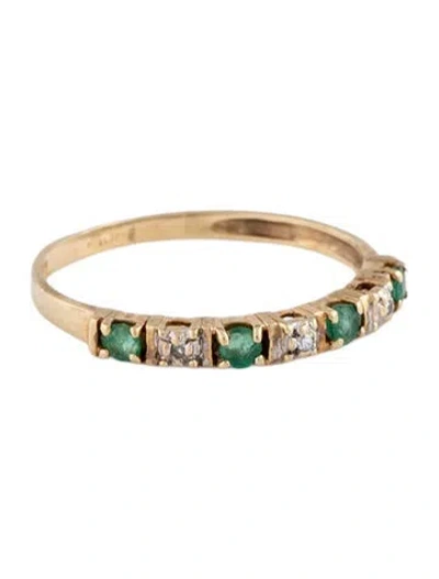 Pre-owned Ring 10k Emerald & Diamond Band In Multi
