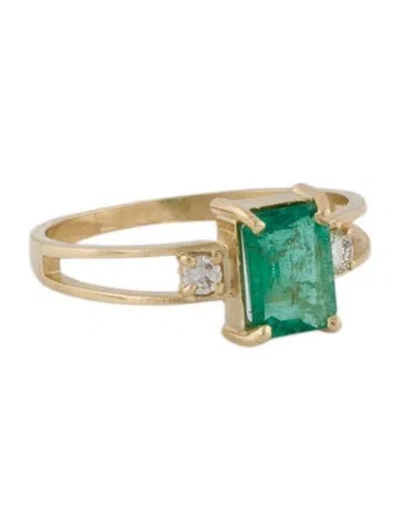 Pre-owned Ring 10k Emerald & Diamond Cocktail In Multi