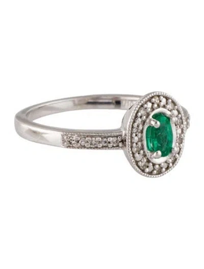 Pre-owned Ring 10k Emerald & Diamond Cocktail  In Multi