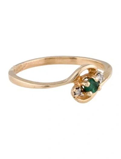 Pre-owned Ring 10k Emerald & Diamond Cocktail  In Multi