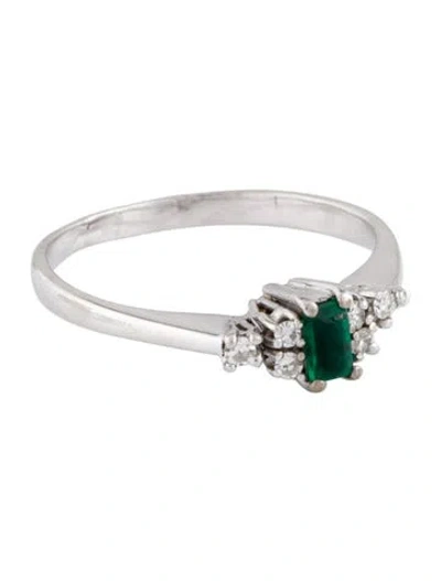 Pre-owned Ring 10k Emerald & Diamond Cocktail  In Multi