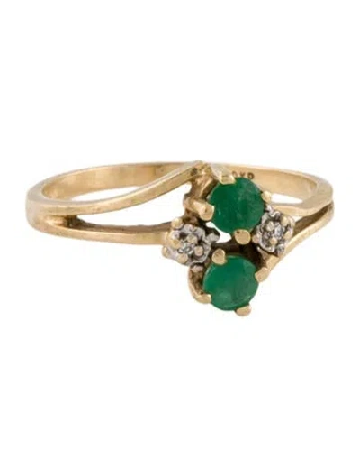 Pre-owned Ring 10k Emerald & Diamond  In Multi