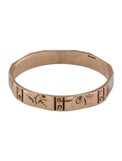 Pre-owned Ring 10k Engraved Heptagon Band In Multi