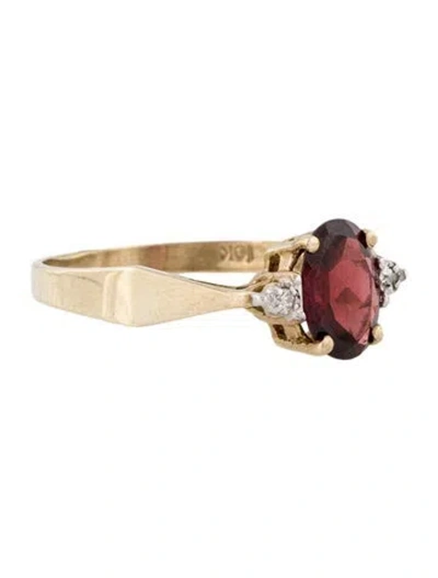 Pre-owned Ring 10k Garnet & Diamond Cocktail  In Multi
