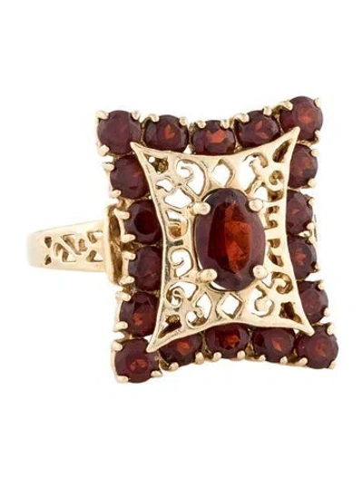 Pre-owned Ring 10k Garnet Cocktail  In Multi