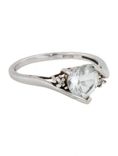 Pre-owned Ring 10k Goshenite & Diamond Cocktail  In Multi