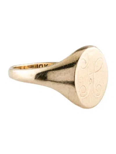 Pre-owned Ring 10k 'h' Alphabet Signet  In Multi