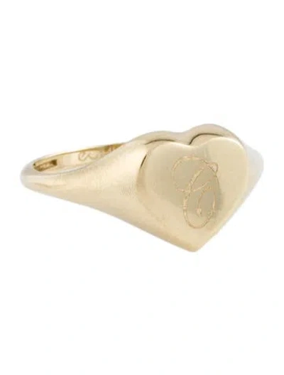 Pre-owned Ring 10k Initial 'c' Heart Signet  In Multi