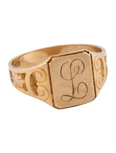 Pre-owned Ring 10k Initial Signet  In Multicolor