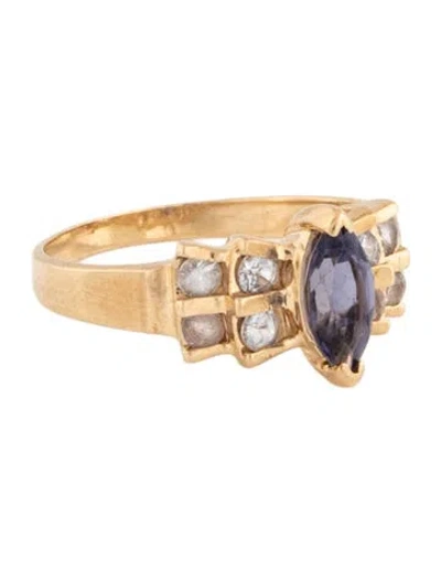 Pre-owned Ring 10k Iolite, Sapphire & Synthetic Sapphire Cocktail  In Multi