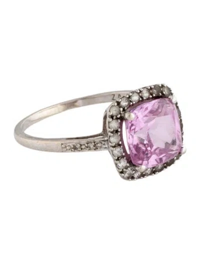 Pre-owned Ring 10k Lab-grown Diamond & Synthetic Sapphire Cocktail  In Multicolor