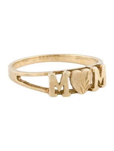 Pre-owned Ring 10k 'mom' Heart Band In Multi