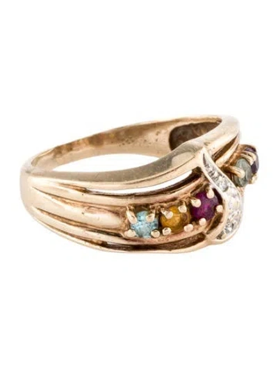 Pre-owned Ring 10k Multistone & Diamond Band