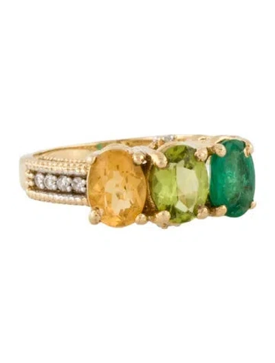 Pre-owned Ring 10k Multistone Band In Multicolor