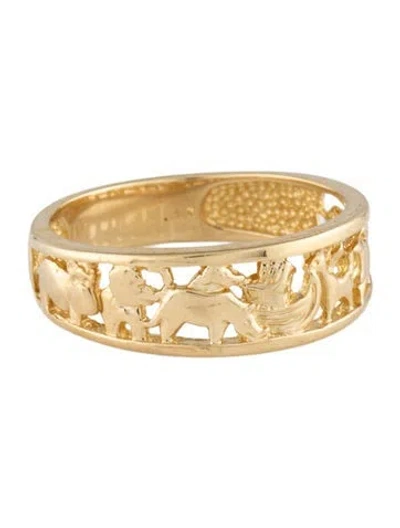 Pre-owned Ring 10k Noah's Ark Band In Multicolor