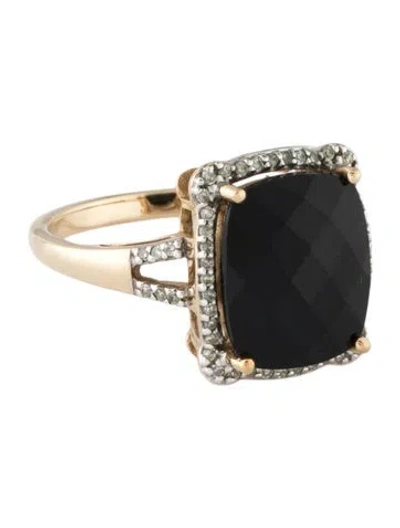 Pre-owned Ring 10k Onyx & Diamond Cocktail  In Multicolor