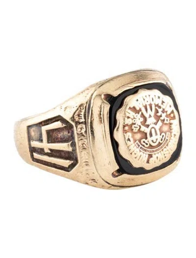 Pre-owned Ring 10k Onyx Highschool Signet  In Multicolor