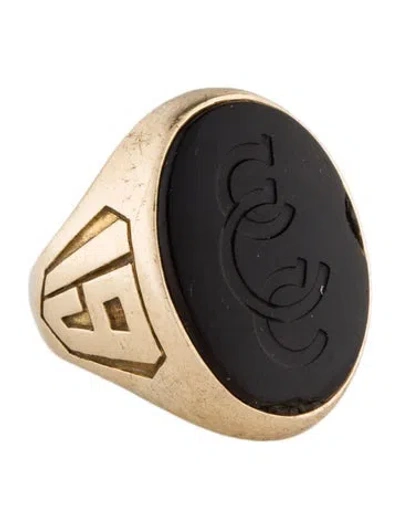 Pre-owned Ring 10k Onyx Intaglio Signet  In Multi
