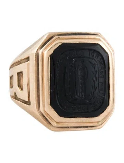 Pre-owned Ring 10k Onyx Intaglio Signet  In Multi