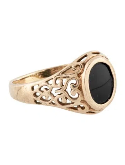 Pre-owned Ring 10k Onyx Signet  In Multicolor