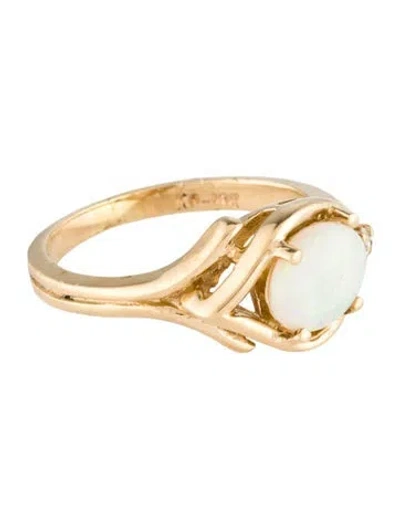Pre-owned Ring 10k Opal & Diamond Cocktail  In Multi