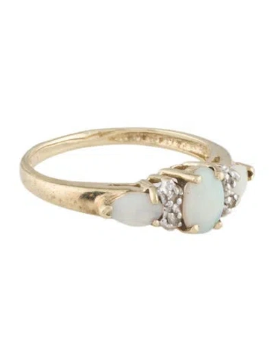 Pre-owned Ring 10k Opal & Diamond Cocktail  In Multi