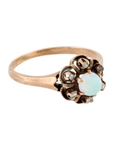 Pre-owned Ring 10k Opal & Diamond  In Multi
