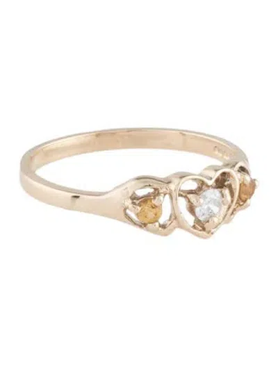 Pre-owned Ring 10k Orange Sapphire & Diamond Cocktail  In Multicolor