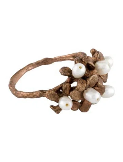 Pre-owned Ring 10k Pearl Cocktail  In Multi