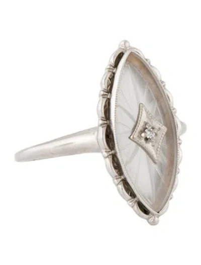 Pre-owned Ring 10k Quartz & Diamond Cocktail  In Multi