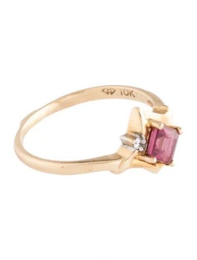 Pre-owned Ring 10k Rhodolite & Diamond Cocktail  In Multi