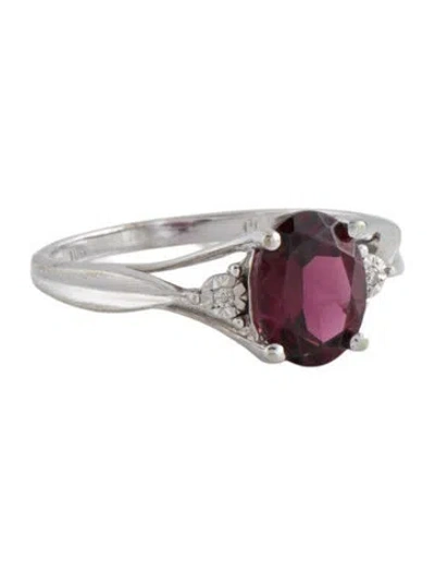 Pre-owned Ring 10k Rhodolite Garnet & Diamond Cocktail  In Multi