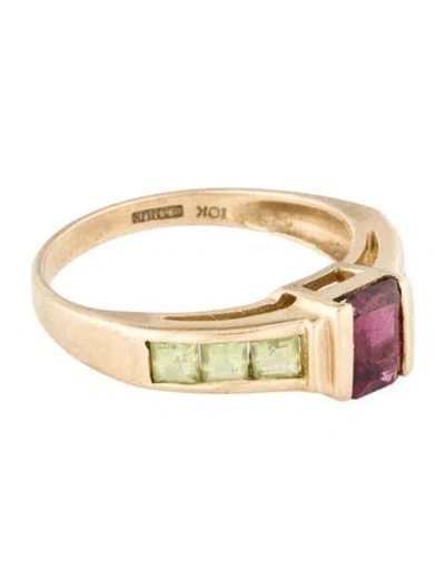 Pre-owned Ring 10k Rhodolite, Peridot & Citrine Cocktail  In Multi