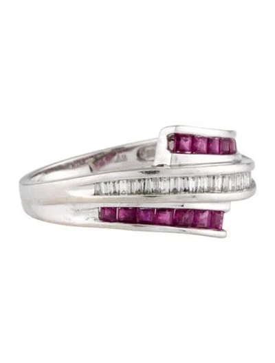 Pre-owned Ring 10k Ruby & Diamond Band In Multi