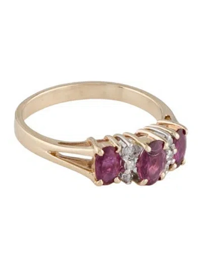 Pre-owned Ring 10k Ruby & Diamond Band In Multi