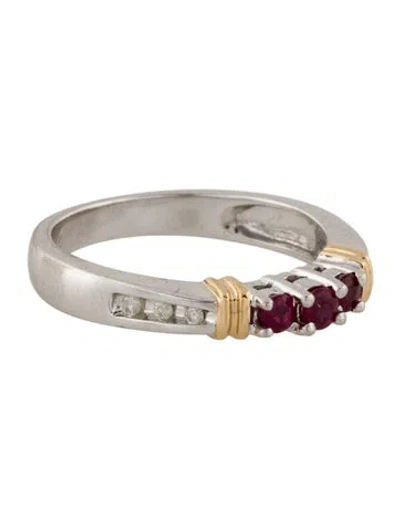 Pre-owned Ring 10k Ruby & Diamond Band In Multi