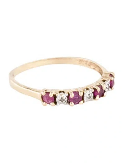 Pre-owned Ring 10k Ruby & Diamond Band  In Multi
