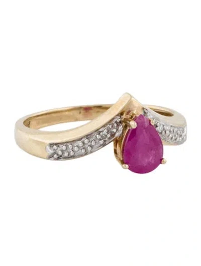 Pre-owned Ring 10k Ruby & Diamond Cocktail  In Multi
