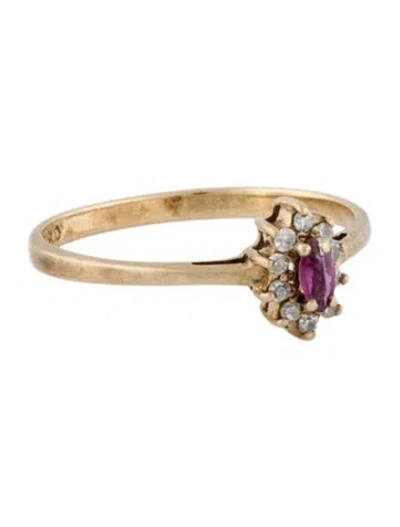 Pre-owned Ring 10k Ruby & Diamond Cocktail  In Multi